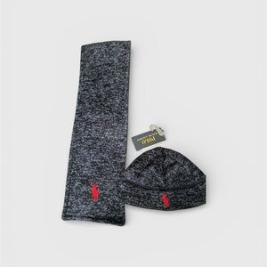 Youth Polo by Ralph Lauren Charcoal Knit Beanie and Scarf Set